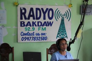 Broadcasting to the community from Radyo Bakdaw in Guiuan