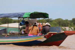 Business taking place in the floating village on Tonle Sap