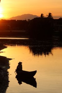 Sunset over the river in Hoi An