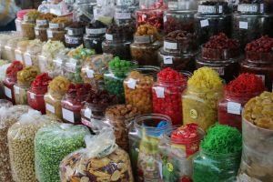 Sweets in the colourful bustling wholesale market in China Town