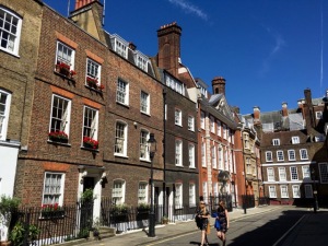 Sunshine in Cowley Street, Westminster - where our neighbours at No. 13 housed the campaign headquarters for Angela Leadsome's brief campaign to become Prime Minister